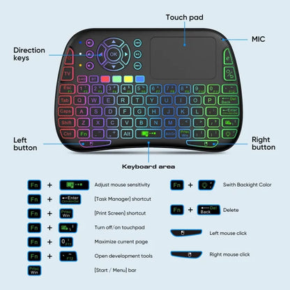 M9 Bluetooth Mini Wireless Keyboard Mouse Combo 7 Backlit 2.4g