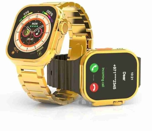 Hk9 Ultra Max Golden Smartwatch With 2 Straps, Golden Edition